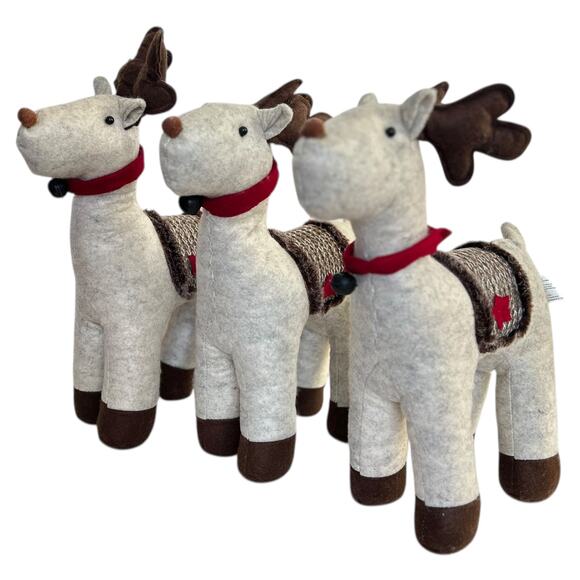 Ellsworth Avenue Weighted Reindeer Plush Decor 15" Tall Set of 3 - Picture 1 of 9